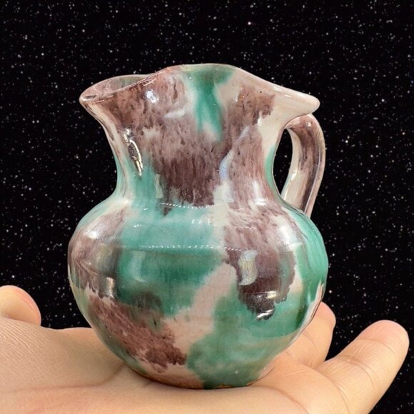 Italian Art Pottery Miniature Pitcher Carafe Ceramic Pottery Hand Painted Italy - Picture 3 of 12